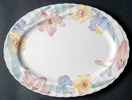 Floral Finesse 14" Oval Serving Platter