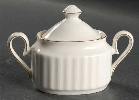 Fluted Gold Sugar Bowl & Lid