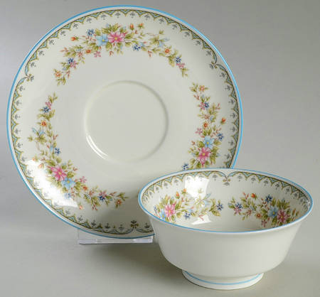 Flower Mist Footed Cream Soup Bowl & Saucer Set