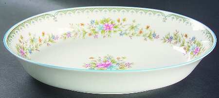 Flower Mist 10" Oval Vegetable Bowl