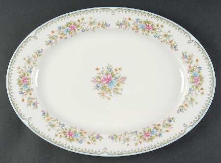 Flower Mist 14" Oval Serving Platter