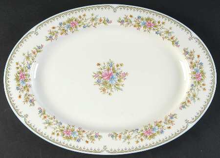 Flower Mist 15" Oval Serving Platter