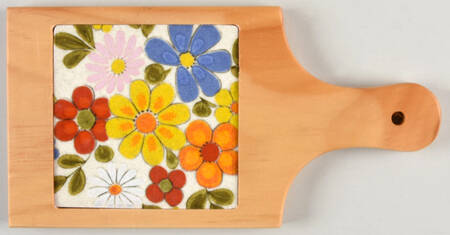 Floribunda 10" Natural Wood Cheese Board with Tile  HC