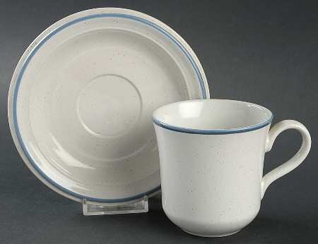 Flowers of Spring Blue Flat Cup & Saucer Set
