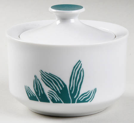 Flower Study Green Sugar Bowl & Lid