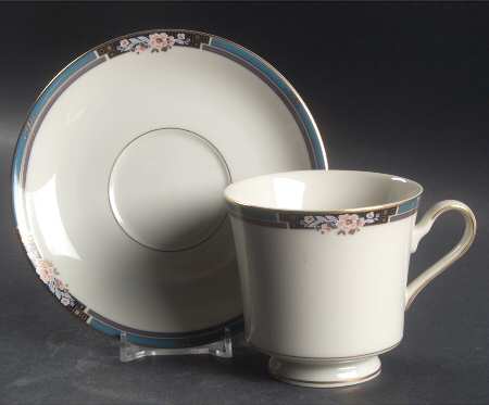 Florisse Turquoise Footed Cup & Saucer Set