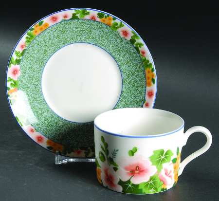 Floral Trellis Flat Cup & Saucer Set