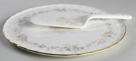 Forever Love Cake Plate & Solid Ceramic Server Set (No Box)