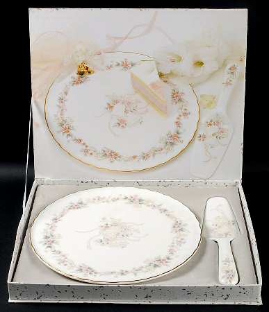 Forever Love Cake Plate & Solid Ceramic Server Set (Boxed)