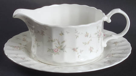 French Chintz Round Gravy Boat & Underplate (Salad Plate)