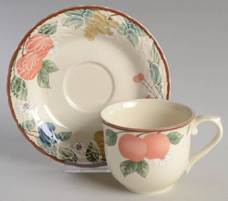 Fruits Collage Flat Cup & Saucer Set