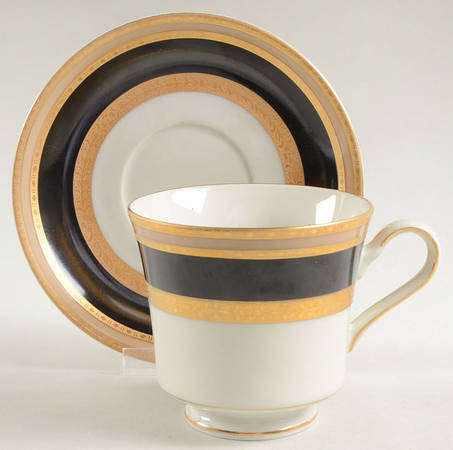 French Embassy Black Footed Cup & Saucer Set