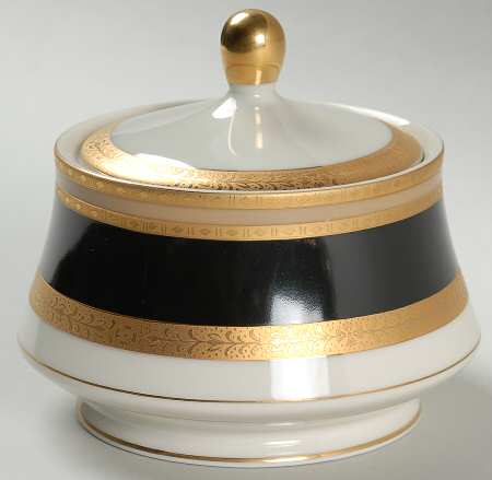 French Embassy Black Sugar Bowl & Lid