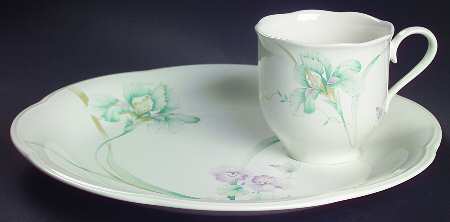 French Iris Snack Plate & Cup Set