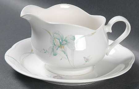 French Iris Gravy Boat & Underplate
