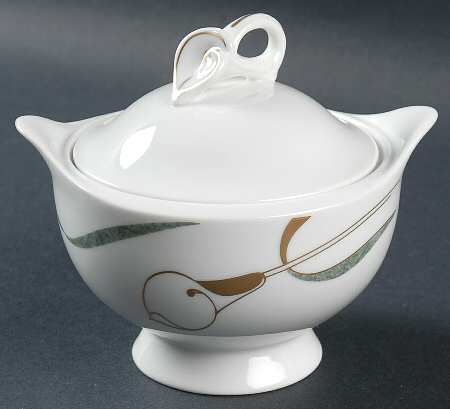 French Lily Jade Sugar Bowl & Lid