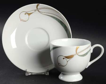 French Lily Jade Footed Cup & Saucer Set
