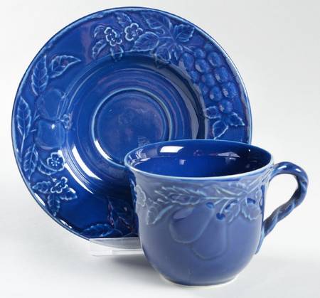 Fruit Promenade Blue Flat Cup & Saucer Set