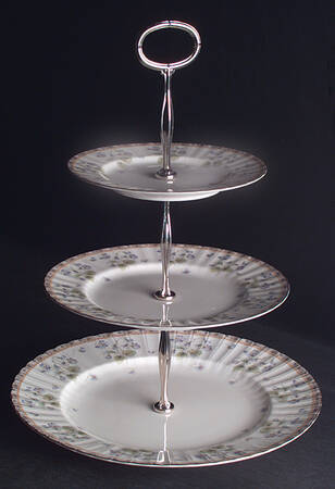 French Violets 13 7/8"-14 1/4" 3-Tiered Serving Tray(DP,SP,BB) HC