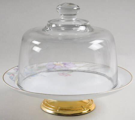 Gabriele 6 1/2"-7 1/2" Footed Cheese Plate w/ Glass Dome HC