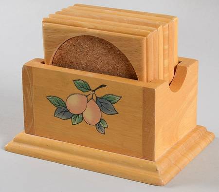 Garden Harvest Coaster - Set of 6 & Wood Caddy