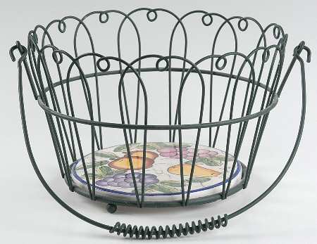 Garden Harvest Metal Wire Basket W/Ceramic Base