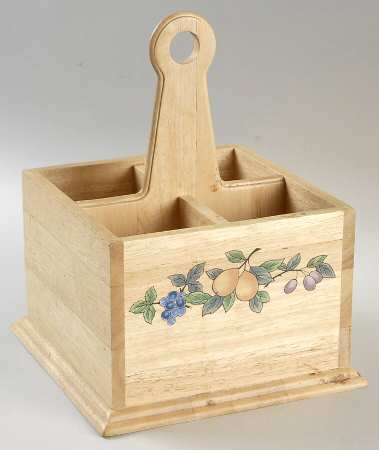 Garden Harvest Wood Silverware/Flatware Caddy