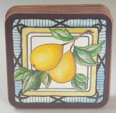 Garden Harvest (4 Pc) Cork Back Square Coaster Set