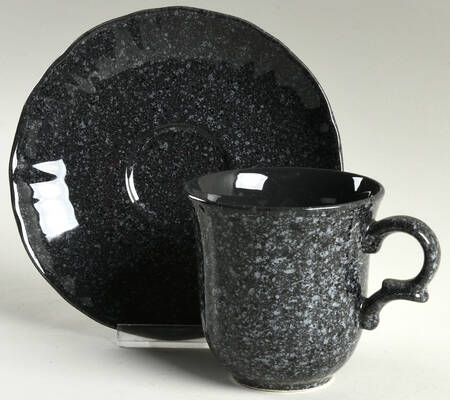 Gemtone Black Flat Cup & Saucer Set