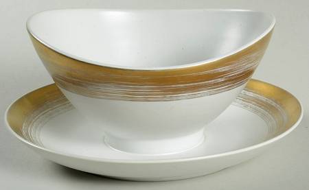 Golden Halo Gravy Boat with Attached Underplate