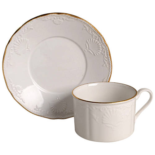 Golden Isle Flat Cup & Saucer Set
