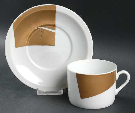 Gold Leaf Flat Cup & Saucer Set