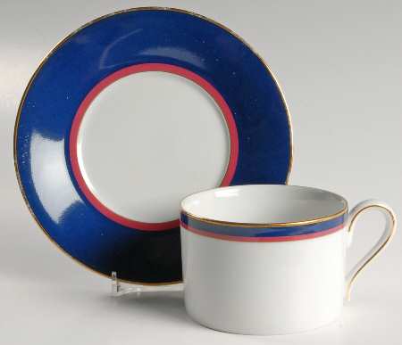 Grandeur Blue Flat Cup & Saucer Set