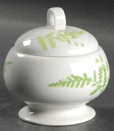 Green Fern Sugar Bowl & Lid
