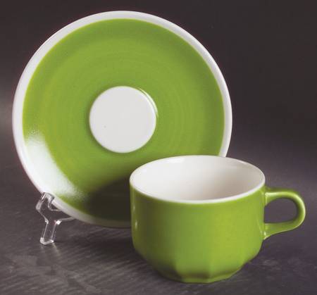 Green Leaf Flat Cup & Saucer Set
