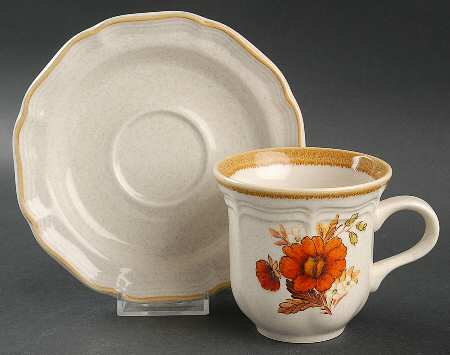 Harvest Bouquet Flat Cup & Saucer Set
