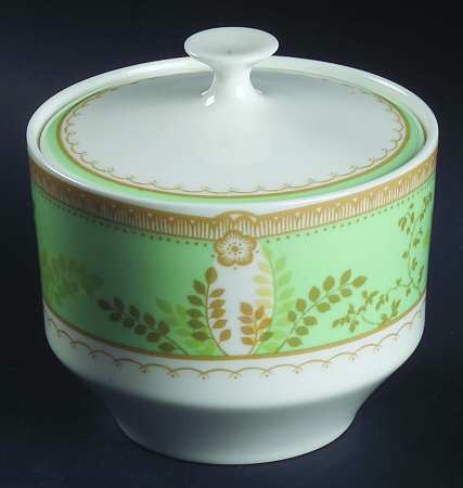 Hampton Court Green Sugar Bowl & Lid
