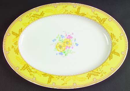 Hampton Court Yellow 14" Oval Serving Platter