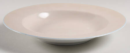 Half and Half Beige and Blue Rim Soup Bowl