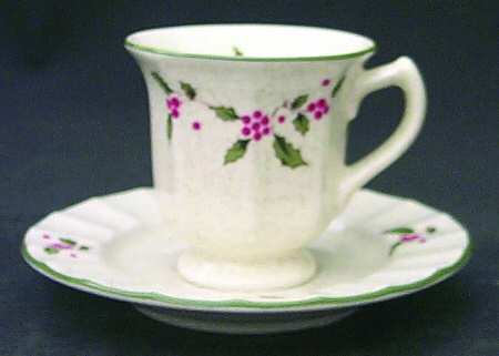 Happy Holidays Footed Demitasse Cup & Saucer Set