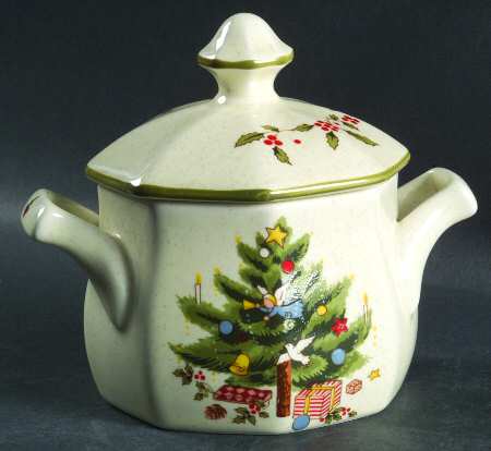Happy Holidays Sugar Bowl & Lid