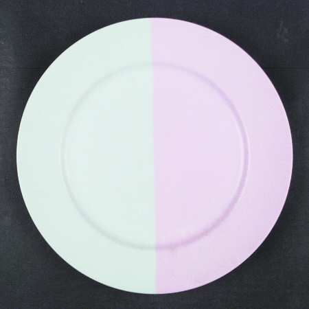 Half and Half Pink and Grey (#L5088) Dinner Plate