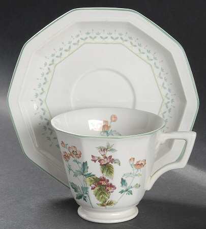 Hedge Row Footed Cup & Saucer Set by Mikasa
