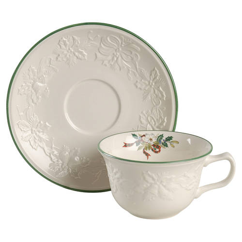 Holiday Season Flat Cup & Saucer Set
