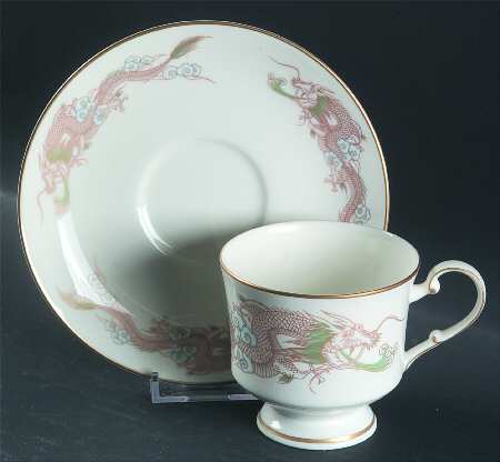 Imperial Dragon Footed Cup & Saucer Set