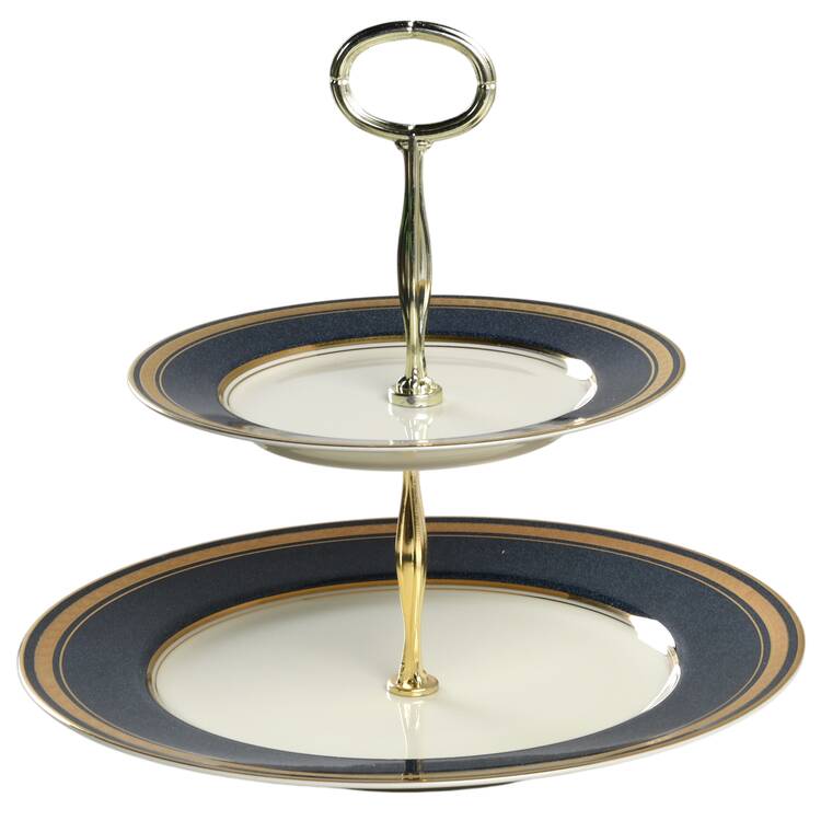 Imperial Lapis 6 5/8"-10"  2 Tiered Serving Tray (Dp, Sp) HC
