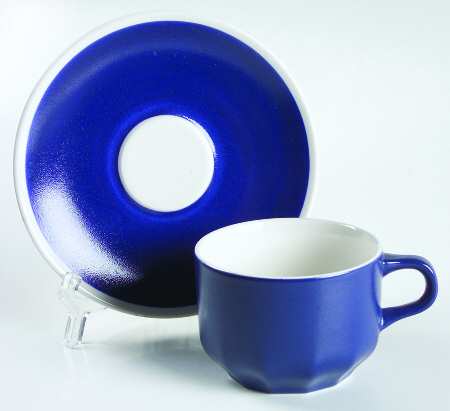 Indigo Blue Flat Cup & Saucer Set