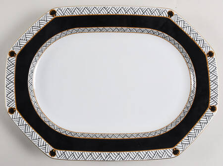 Interlude Black 14" Oval Serving Platter