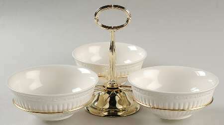 Italian Countryside (Stoneware) 7" x 12" 3-Part Relish & Metal Stand (FR) HC