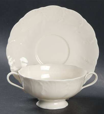 Ivory Tower Footed Cream Soup Bowl & Saucer Set
